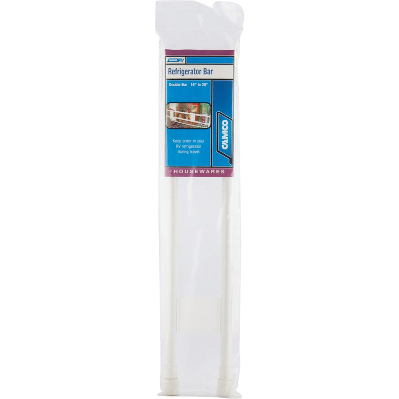 Camco Extends 16 In. to 28 In. White Refrigerator RV Storage Bar