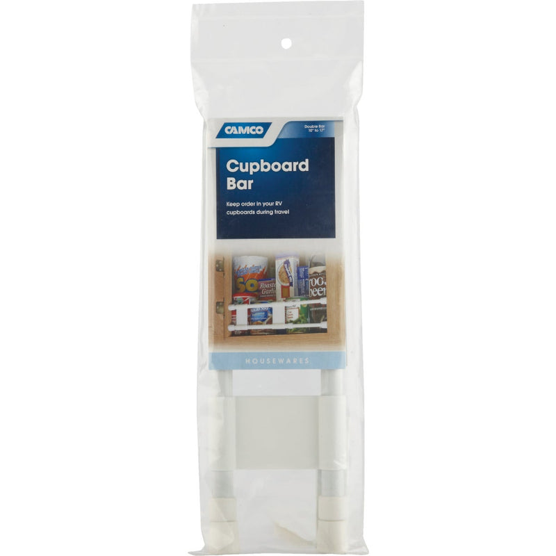 Camco Extends 10 In. to 17 In. White Cupboard RV Storage Bar