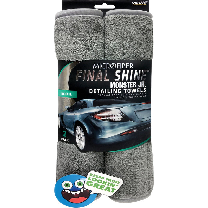Viking Final Shine Monster Jr. 12 In. x 16 In. Gray Detailing Towel (2-Pack)