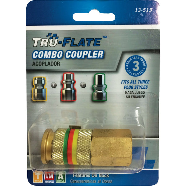 Tru-Flate Combo-Coupler 1/4 In. FNPT Brass Coupler