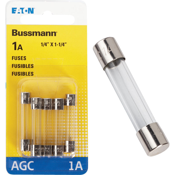 Bussmann 1-Amp 250-Volt AGC Glass Tube Automotive Fuse (5-Pack)