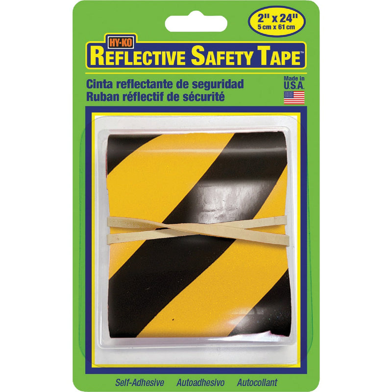 Hy-Ko 2 In. W. x 24 In. L. Yellow & Black Stripe Reflective Safety Tape