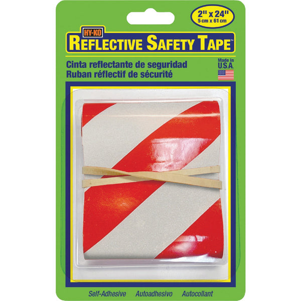 Hy-Ko 2 In. W. x 24 In. L. Red & Silver Stripe Reflective Safety Tape