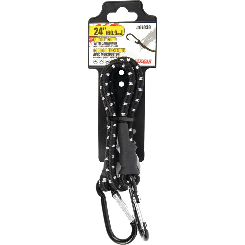 Erickson 1 In. x 24 In. Industrial Bungee Cord with Carabiner Hooks, Black