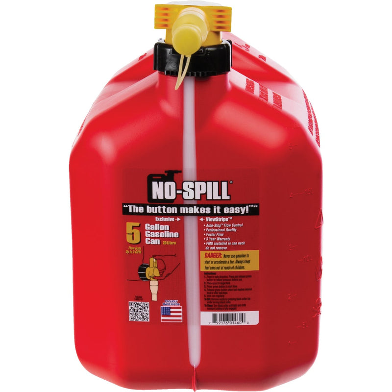 No-Spill ViewStripe 5 Gal. Plastic Gasoline Fuel Can, Red