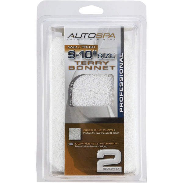 Auto Spa 9" To 10" Washable Cotton Polishing Bonnet, (2-Pack)