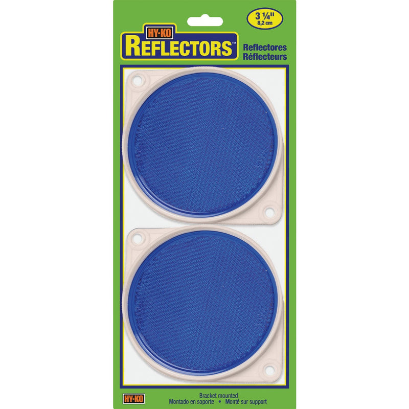Hy-Ko 3-1/4 In. Dia. Round Blue Bracketed Nail-On Reflector (2-Pack)