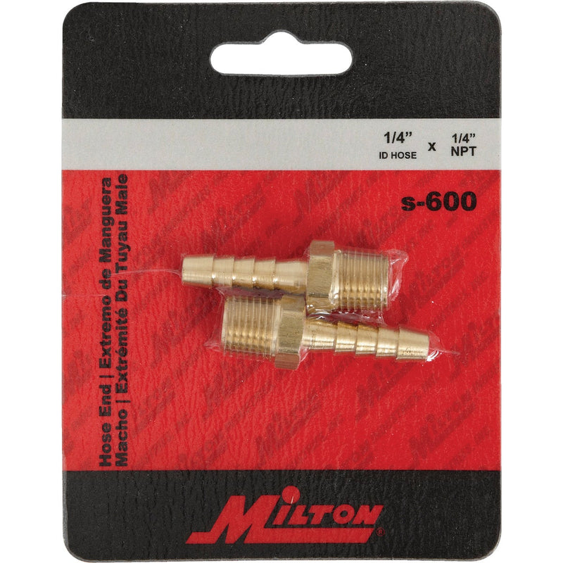 Milton 1/4 In. Barb 1/4 In. MNPT Brass Hose End (2-Pack)