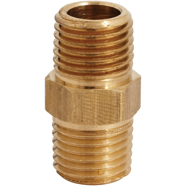 Milton Hex 1/4 In. NPT Brass Hex Nipple Coupler