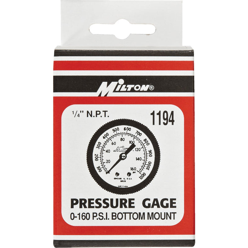 Milton 1/4 In. NPT Bottom Mount Pressure Gauge