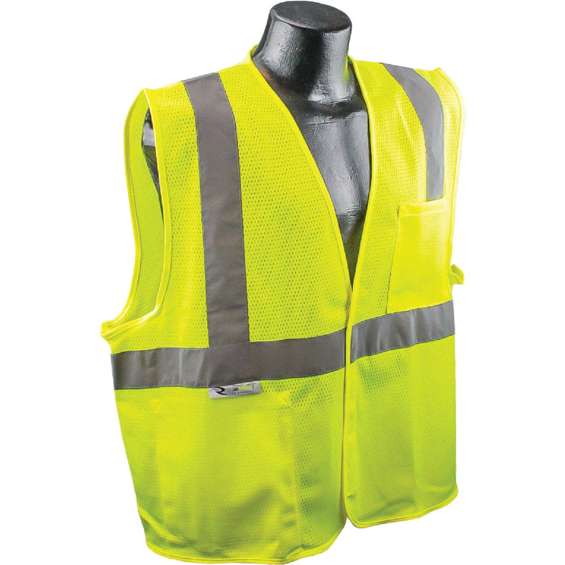 Safety Works Professional ANSI Class 2 Hi Vis Lime Mesh Safety Vest, 1 Size Fits Most