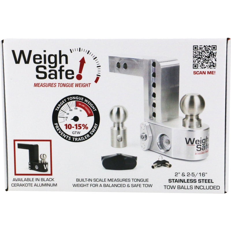 Weigh Safe 6 In. Adjustable Hitch Ball Mount w/ Built in Weight Scale