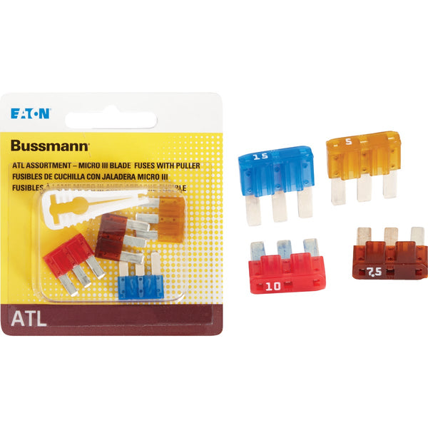 Bussmann ATL (Micro III) Fuse Assortment with Fuse Puller (4-Piece)