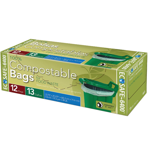 EcoSafe-6400 13 Gal. Compostable Green Trash Bag (12-Count)