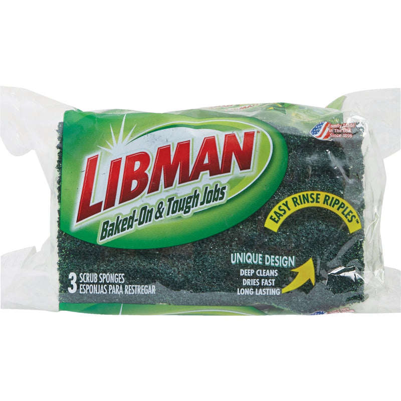 Libman 4.5 In. x 3 In. Yellow & Green Heavy Duty Sponge (3-Count)