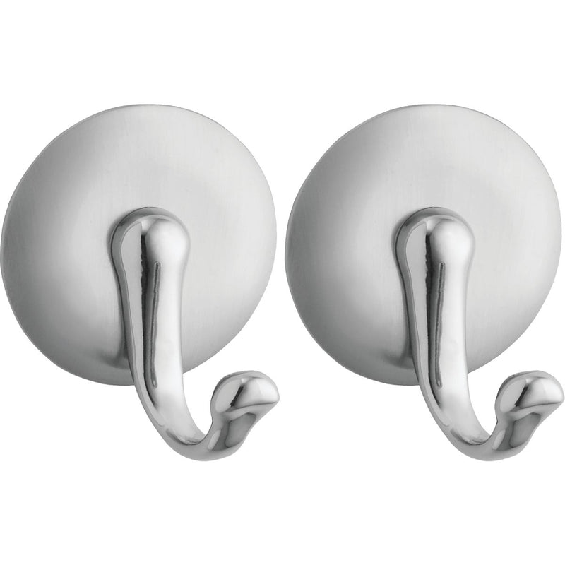 iDesign York Round Silver Metal Adhesive Hook (2-Pack)