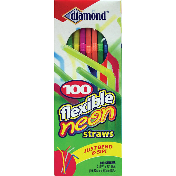 Diamond Flexible Neon Straw (100-Count)