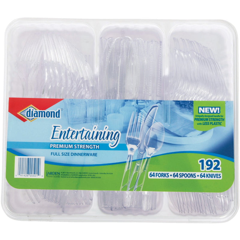 Diamond Clear Plastic Cutlery Set (192 Piece)