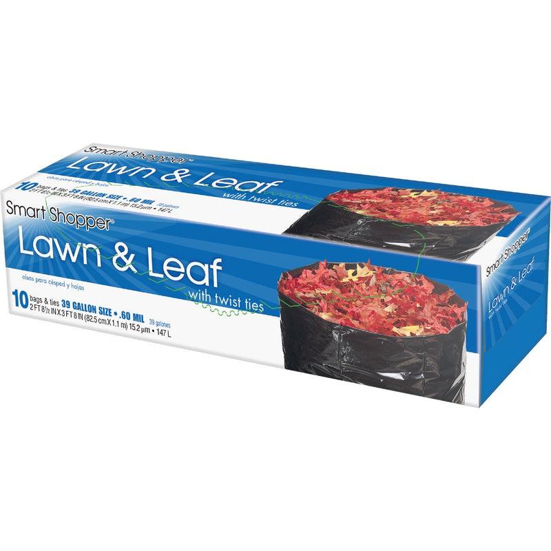 Smart Shopper 39 Gal. Black Lawn & Leaf Bag (10-Count)