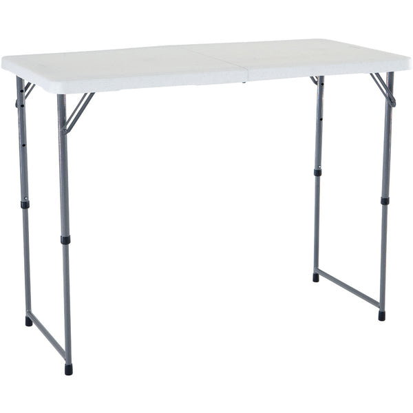 Lifetime 4 Ft. x 24 In. White Granite Light Commercial Fold-In-Half Table