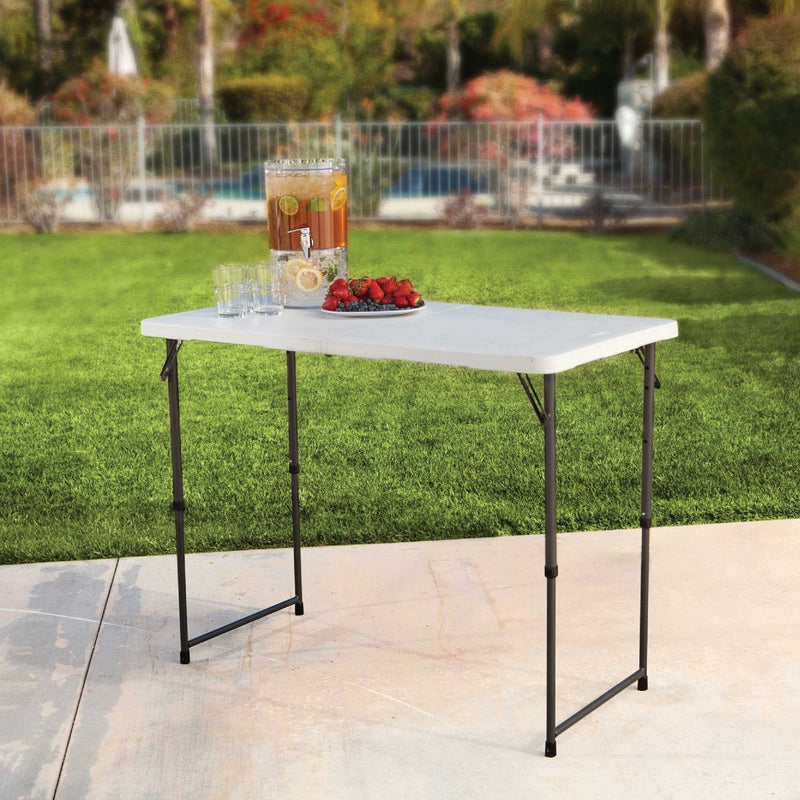 Lifetime 4 Ft. x 24 In. White Granite Light Commercial Fold-In-Half Table