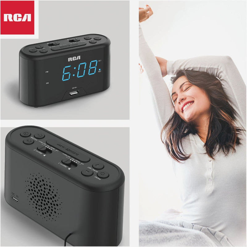 RCA USB Dual Alarm Clock Radio