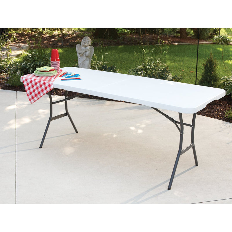 Lifetime 6 Ft. x 30 In. White Granite Light Commercial Fold-In-Half Table