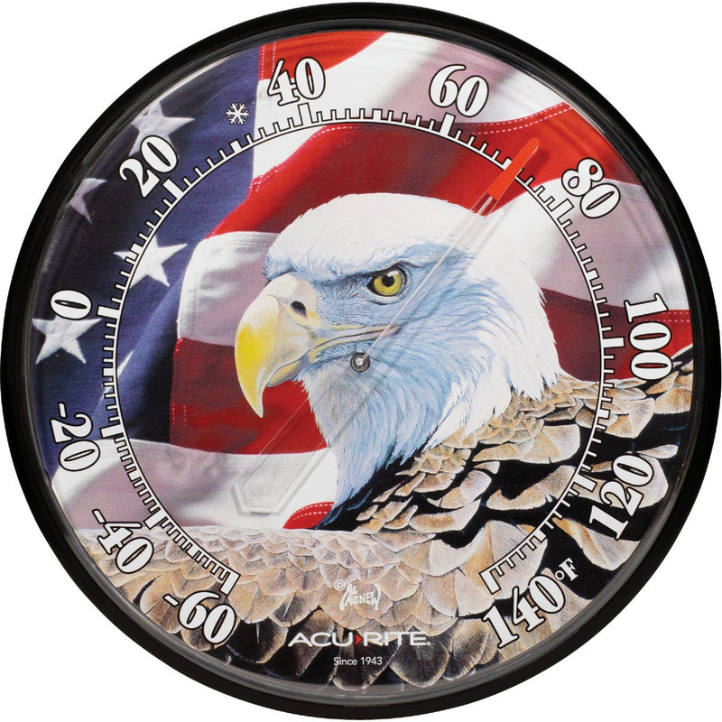 Acurite 12.5 In. Dia. Plastic Dial Eagle/Flag Indoor & Outdoor Thermometer