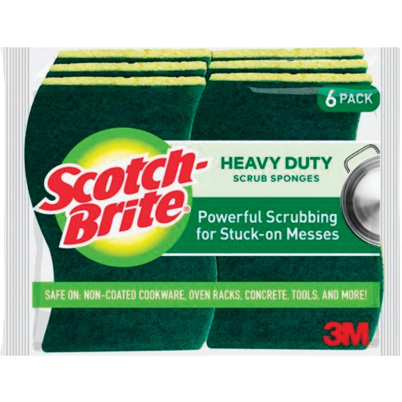 Scotch-Brite Heavy Duty Scrub Sponges, 4.5 In. x 2.7 In. x .6 In. (6-Pack)