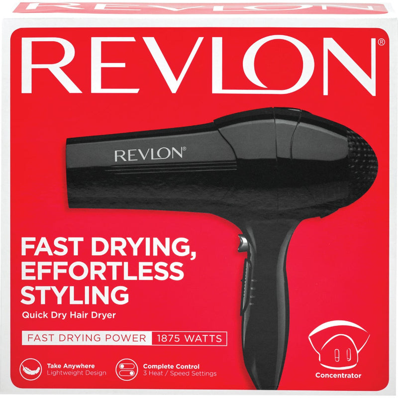 Revlon Essentials 1875W Black 3 Heat Quick Dry Hair Dryer