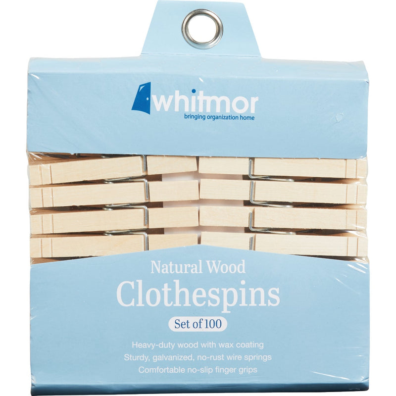 Whitmor Spring Hardwood Clothespins (100-Pack)