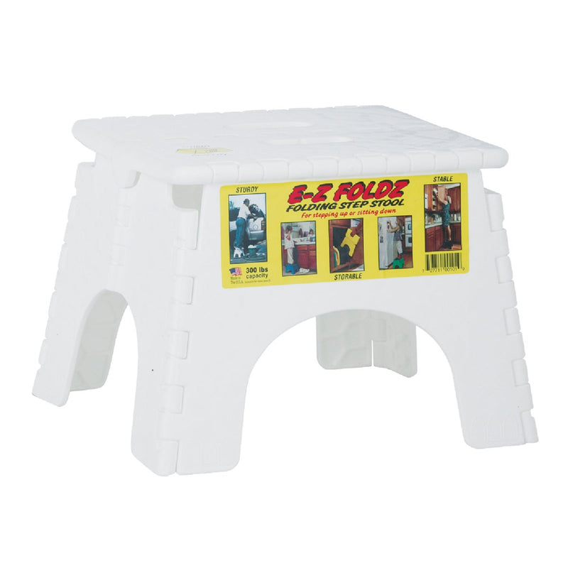 E-Z Foldz 9 In. White 1-Step Folding Step Stool