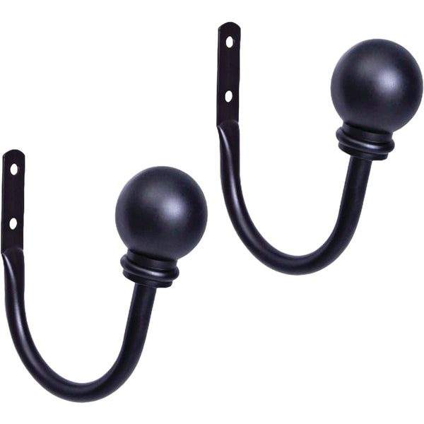 Kenney 4 In. Ball Drapery Holdback, Black (2-Pack)