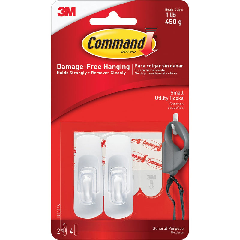 Command Small Hooks, White, 2 Hooks, 4 Strips