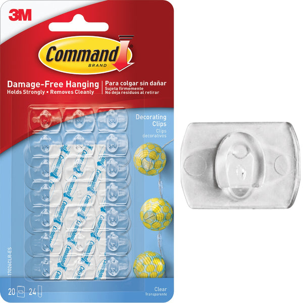 Command Clear Decorating Clips, 20 Clips, 24 Strips