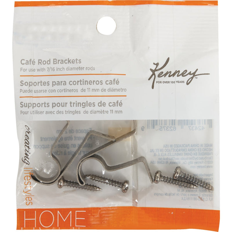 Kenney Silver 7/16 In. Cafe Rod Bracket (2-Pack)