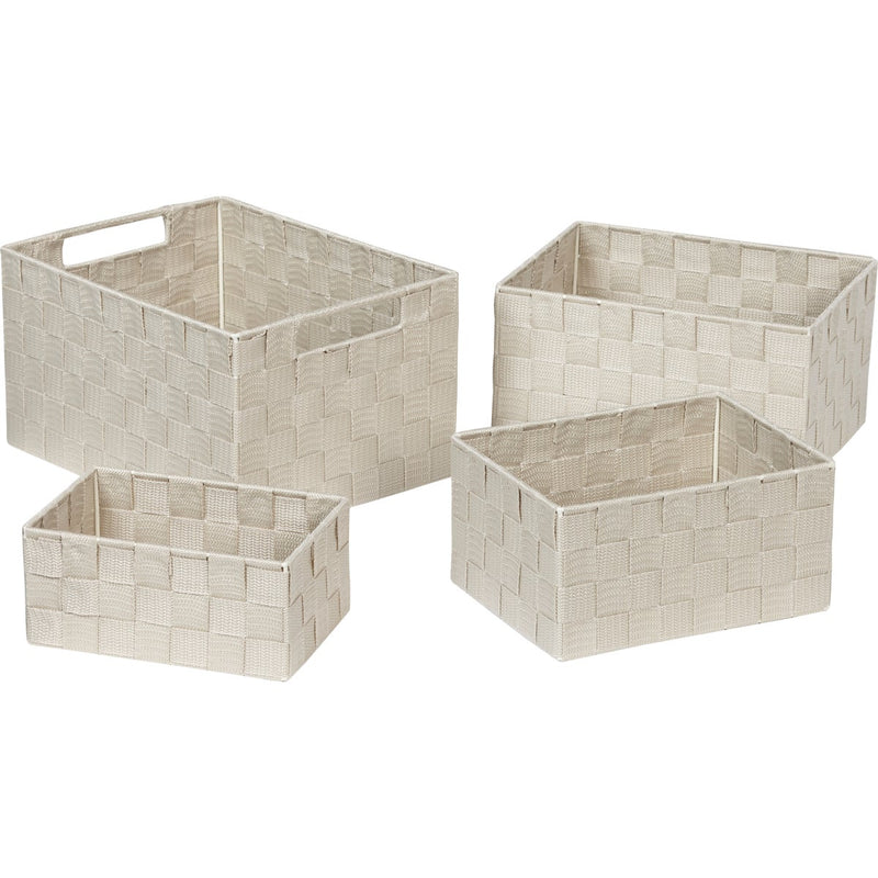 Home Impressions 4-Piece Woven Storage Basket Set, Beige
