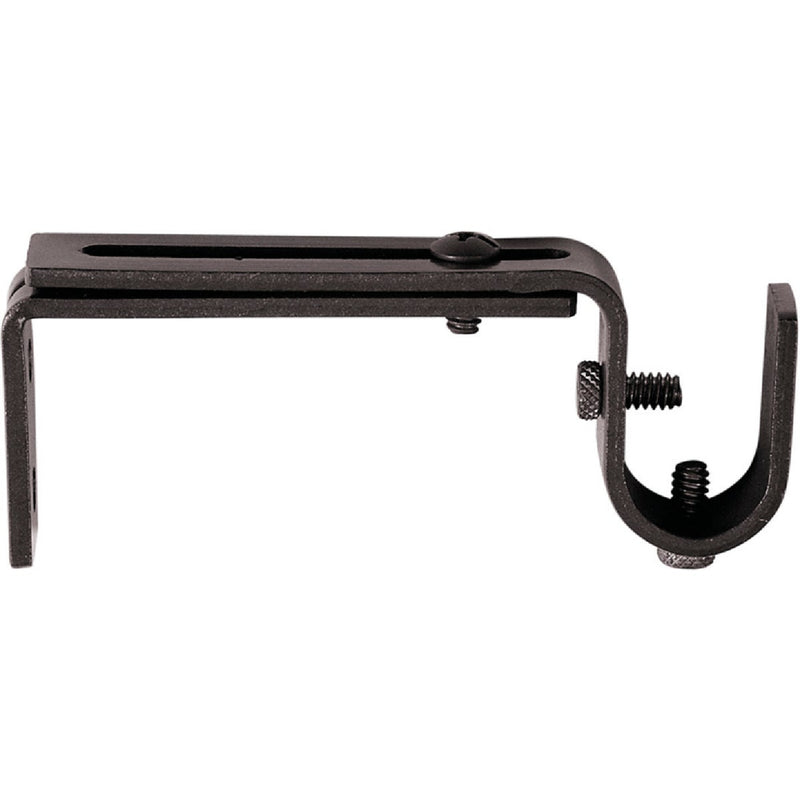 Kenney Adjustable Single Black Curtain Rod Bracket (2-Pack)