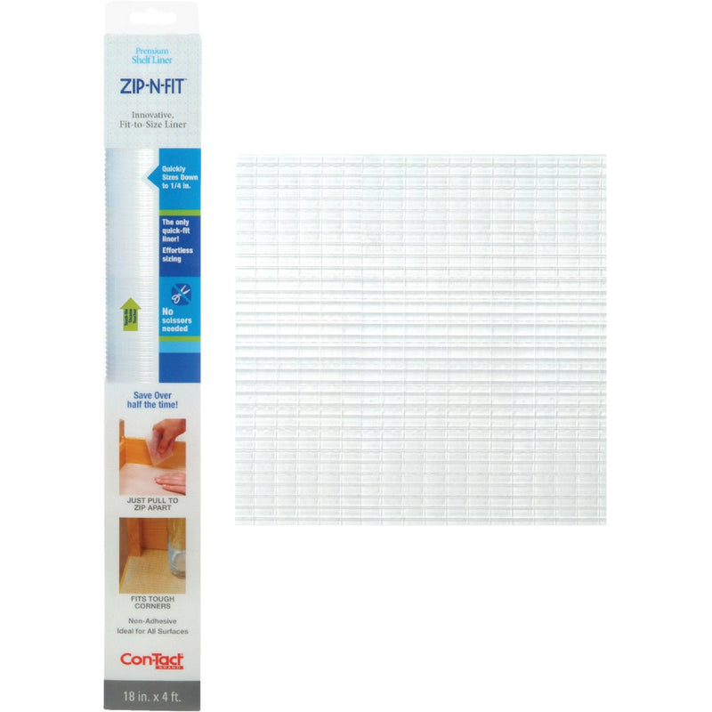 Con-Tact Zip-N-Fit 18 In. x 4 Ft. Clear Non-Adhesive Shelf Liner