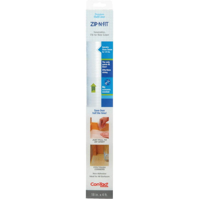 Con-Tact Zip-N-Fit 18 In. x 4 Ft. Clear Non-Adhesive Shelf Liner