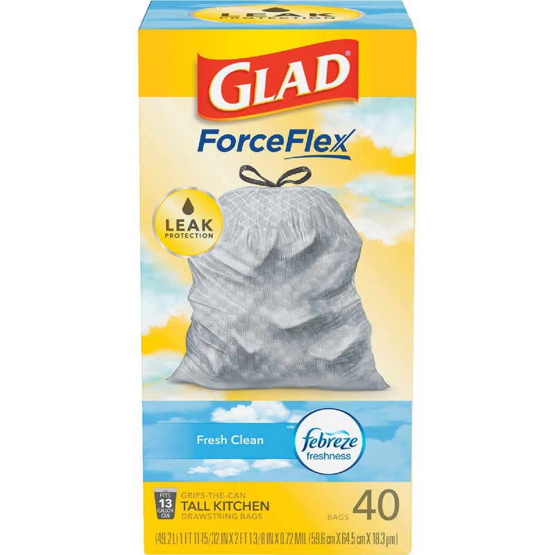 Glad Febreze 13 Gal. Fresh Scent Tall Kitchen White Trash Bag (40-Count)