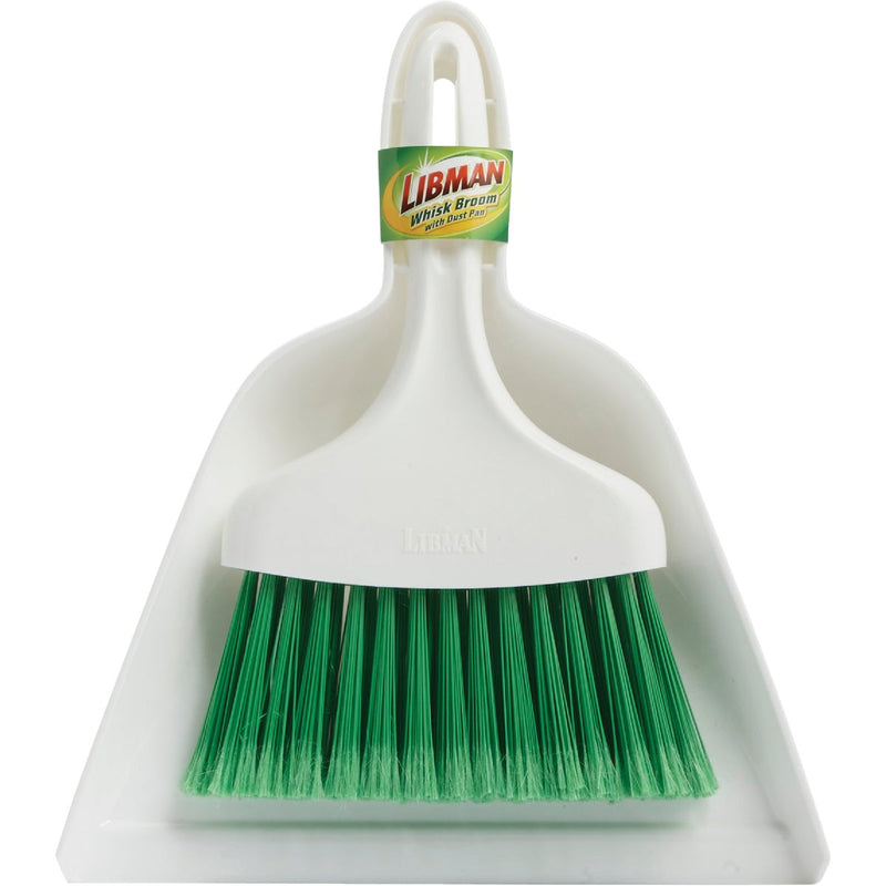 Libman 7 In. Poly Whisk Broom with Dust Pan, Green Bristles