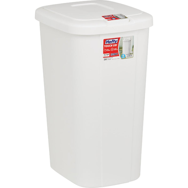 Hefty 13 Gal. White Wastebasket with Lid