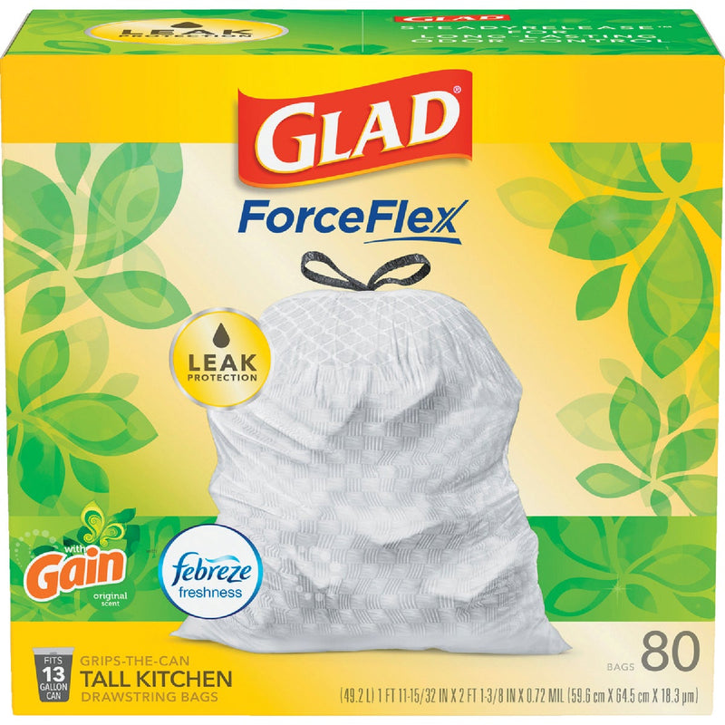 Glad Febreze 13 Gal. Gain Tall Kitchen White Trash Bag (80-Count)