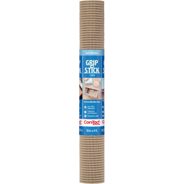 Con-Tact Grip-N-Stick 18 In. x 4 Ft. Taupe Self-Adhesive Shelf Liner