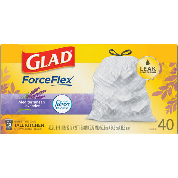 Glad Febreze 13 Gal. Lavender Tall Kitchen White Trash Bag (40-Count)