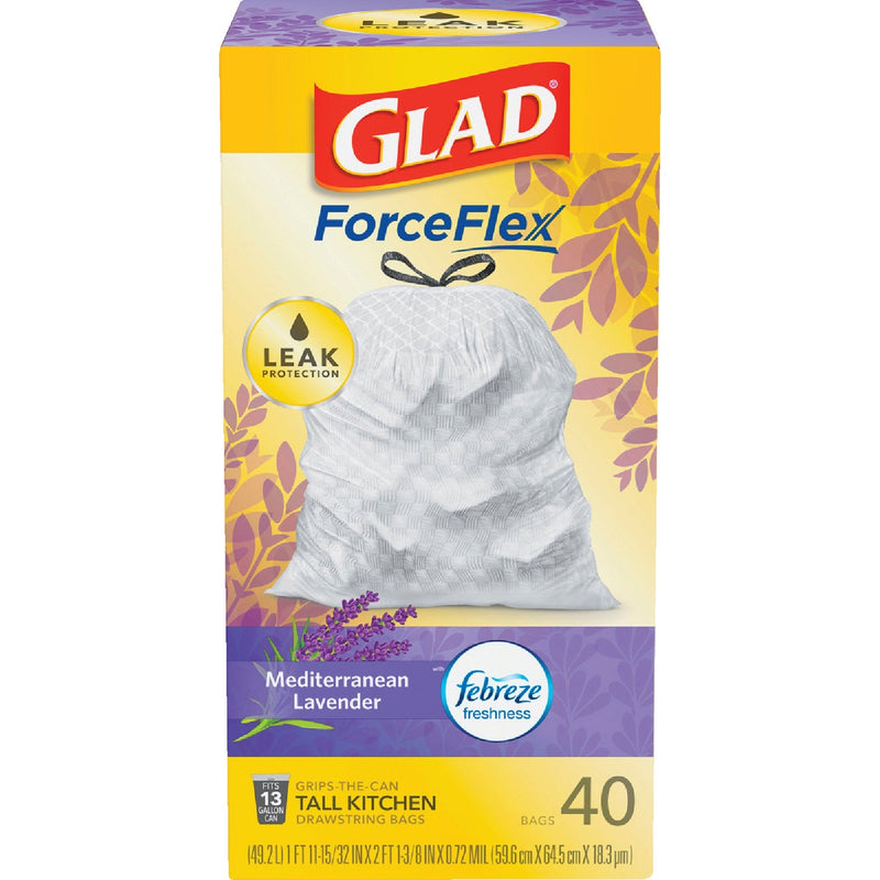 Glad Febreze 13 Gal. Lavender Tall Kitchen White Trash Bag (40-Count)