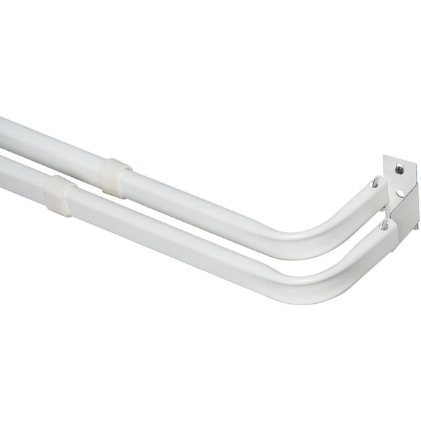 Kenney 28 In. To 48 In. Double White Curtain Rod