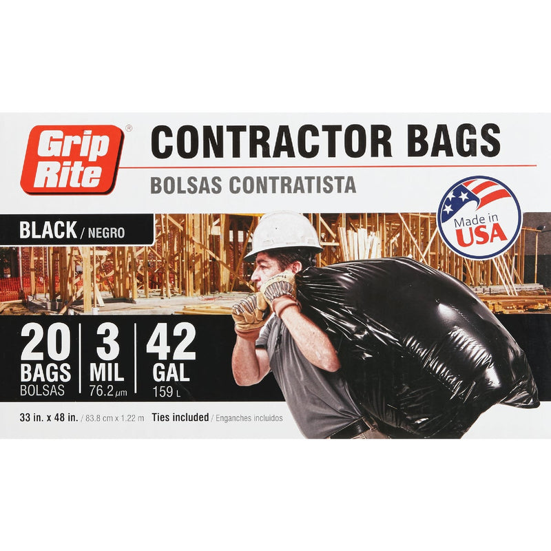 Grip-Rite 42 Gal. Contractor Black Trash Bag (20-Count)