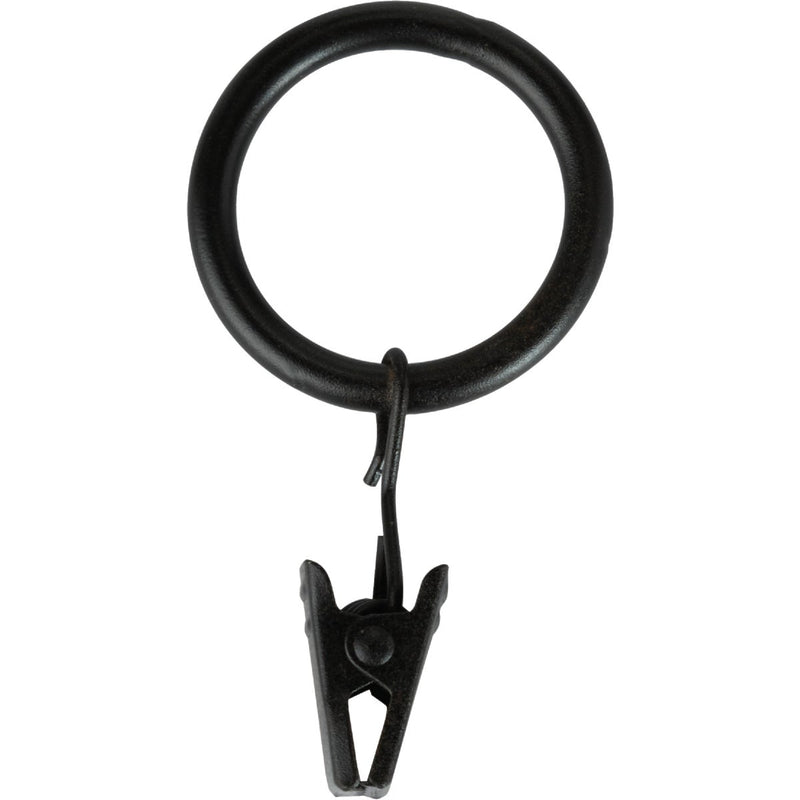 Kenney 5/8 In. To 3/4 In. Clip Curtain Ring, Black (14-Pack)